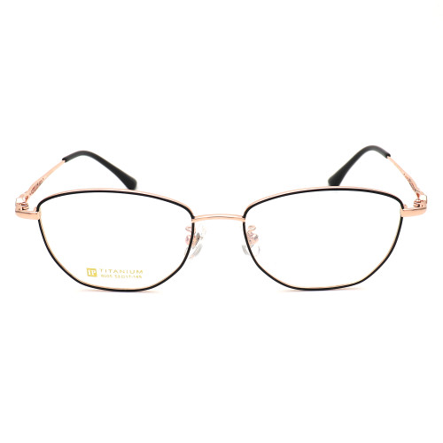 Olet Prescription Glasses Titanium Eyeglasses Gold/Black Oval Frame Large Size for Women LP8005C1