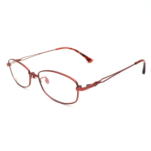Olet Prescription Glasses Titanium Eyeglasses Red Oval Frame Medium Size for Women LP8008C3