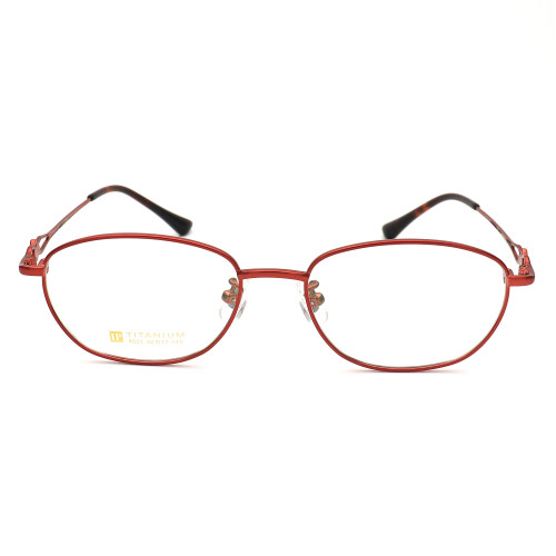 Olet Prescription Glasses Titanium Eyeglasses Red Oval Frame Medium Size for Women LP8021C3