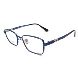 Olet Prescription Glasses Titanium Eyeglasses Blue Square Frame Oversize for Men LP8034C4