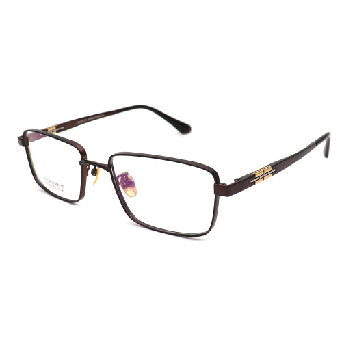 Olet Prescription Glasses Titanium Eyeglasses Coffee Square Frame Large Size for Men LP8035C5