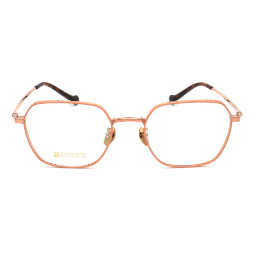Olet Prescription Glasses Titanium Eyeglasses Gold/Pink Geometric Frame Oversize for Women LP22157C2