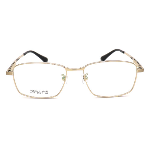 Olet Prescription Glasses Titanium Eyeglasses Gold Square Frame Medium Size for Men LP93139C1