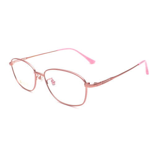 Olet Prescription Glasses Titanium Eyeglasses Pink Geometric Frame Medium Size for Women LP8022C5