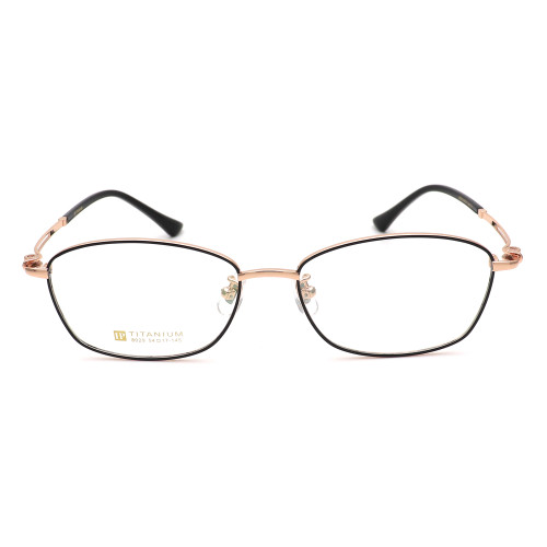 Olet Prescription Glasses Titanium Eyeglasses Gold/Black Oval Frame Large Size for Women LP8029C1
