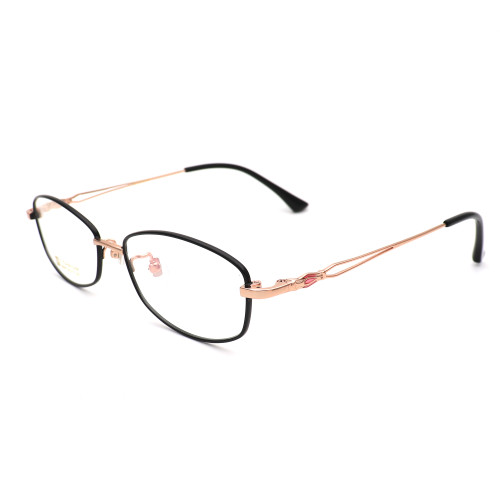 Olet Prescription Glasses Titanium Eyeglasses Gold/Black Oval Frame Medium Size for Women LP8008C1