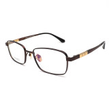 Olet Prescription Glasses Titanium Eyeglasses Coffee Square Frame Large Size for Men LP8033C5