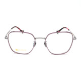 Olet Prescription Glasses Titanium Eyeglasses Purple/Silver Geometric Frame Large Size LP22159C3