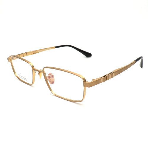 Olet Prescription Glasses Titanium Eyeglasses Gold Rectangle Frame Large Size for Men LP8036C1