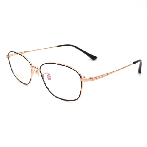 Olet Prescription Glasses Titanium Eyeglasses Gold/Black Geometric Frame Medium Size for Women LP8022C1