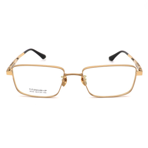 Olet Prescription Glasses Titanium Eyeglasses Gold Square Frame Large Size for Men LP8035C1