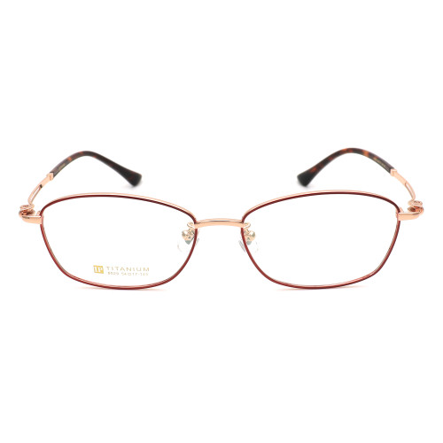 Olet Prescription Glasses Titanium Eyeglasses Gold/Red Oval Frame Large Size for Women LP8029C3