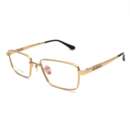 Olet Prescription Glasses Titanium Eyeglasses Gold Square Frame Large Size for Men LP8035C1