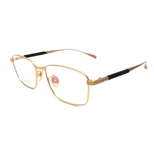 Olet Prescription Glasses Titanium Eyeglasses Gold Square Frame Medium Size LP8019C1