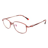 Olet Prescription Glasses Titanium Eyeglasses Red Oval Frame Large Size for Women LP8007C3