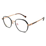 Olet Prescription Glasses Titanium Eyeglasses Gold/Black Geometric Frame Medium Size LP22131C5