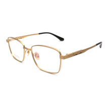 Olet Prescription Glasses Titanium Eyeglasses Gold Square Frame Large Size for Men LP8037C1