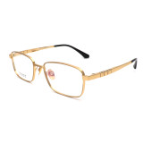 Olet Prescription Glasses Titanium Eyeglasses Gold Square Frame Large Size for Men LP8033C1