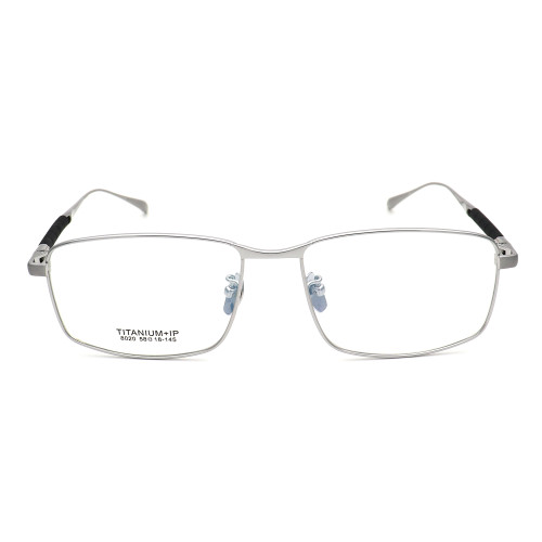 Olet Prescription Glasses Titanium Eyeglasses Silver Rectangle Frame Medium Size LP8020C2