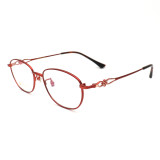 Olet Prescription Glasses Titanium Eyeglasses Red Oval Frame Medium Size for Women LP8021C3