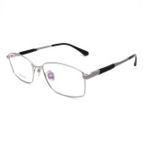 Olet Prescription Glasses Titanium Eyeglasses Silver Square Frame Medium Size LP8018C2