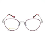 Olet Prescription Glasses Titanium Eyeglasses Silver/Purple Round Frame Small Size for Women LP22150C3