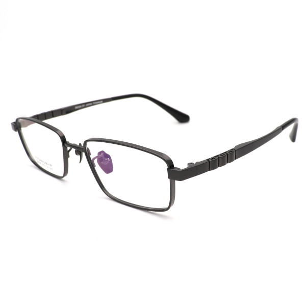 Olet Prescription Glasses Titanium Eyeglasses Gunmetal Rectangle Frame Large Size for Men LP8036C3