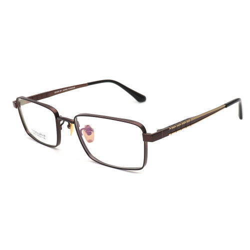 Olet Prescription Glasses Titanium Eyeglasses Coffee Square Frame Large Size for Men LP8031C5