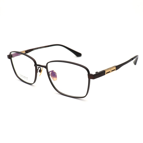 Olet Prescription Glasses Titanium Eyeglasses Coffee Square Frame Large Size for Men LP8037C5