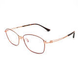 Olet Prescription Glasses Titanium Eyeglasses Gold/Red Oval Frame Large Size for Women LP8029C3