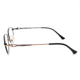 Olet Prescription Glasses Titanium Eyeglasses Gold/Black Oval Frame Large Size for Women LP8007C1