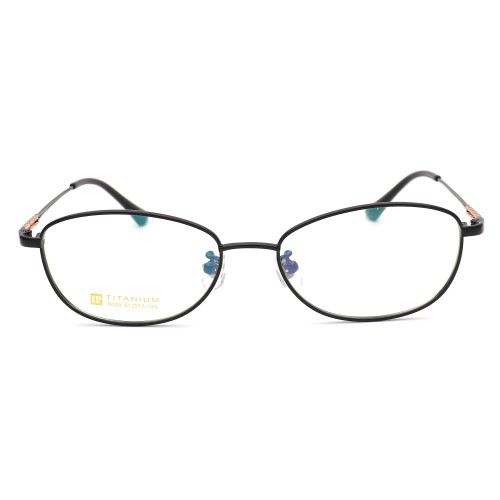 Olet Prescription Glasses Titanium Eyeglasses Black Oval Frame Medium Size for Women LP8009C1