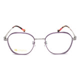 Olet Prescription Glasses Titanium Eyeglasses Silver/Purple Geometric Frame Medium Size for Women LP22131C3