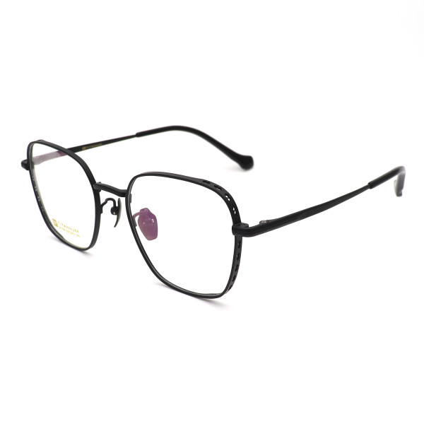 Olet Prescription Glasses Titanium Eyeglasses Black Geometric Frame Large Size LP22159C1
