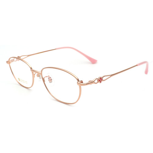 Olet Prescription Glasses Titanium Eyeglasses Gold Oval Frame Medium Size for Women LP8021C2