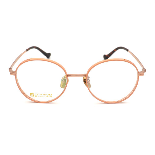 Olet Prescription Glasses Titanium Eyeglasses Gold/Pink Round Frame Medium Size for Women LP22155C2