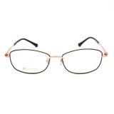 Olet Prescription Glasses Titanium Eyeglasses Gold/Black Oval Frame Large Size for Women LP8028C1