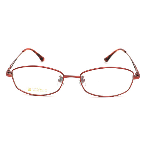 Olet Prescription Glasses Titanium Eyeglasses Red Oval Frame Medium Size for Women LP8008C3