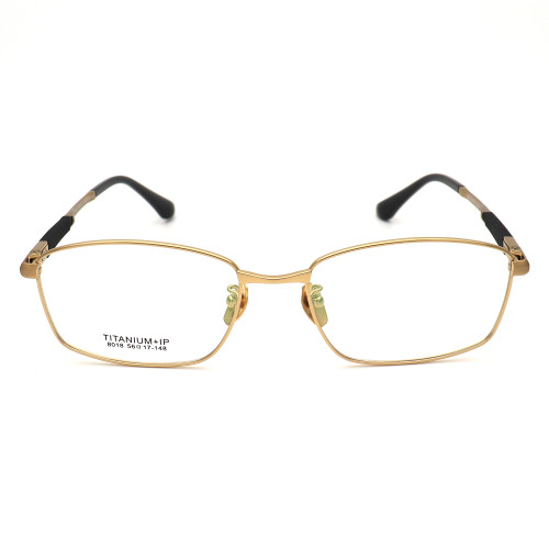 Olet Prescription Glasses Titanium Eyeglasses Gold Square Frame Medium Size LP8018C1