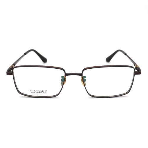 Olet Prescription Glasses Titanium Eyeglasses Coffee Square Frame Large Size for Men LP8038C5
