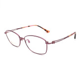 Olet Prescription Glasses Titanium Eyeglasses Purple Oval Frame Large Size for Women LP8029C4