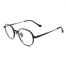 Olet Prescription Glasses Titanium Eyeglasses Black Round Frame Small Size LP22150C1