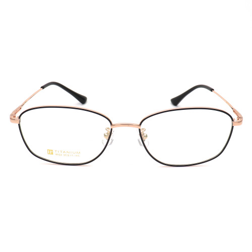 Olet Prescription Glasses Titanium Eyeglasses Gold/Black Geometric Frame Medium Size for Women LP8022C1