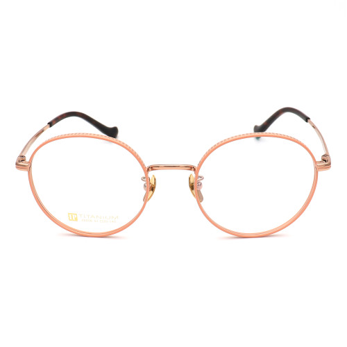 Olet Prescription Glasses Titanium Eyeglasses Gold/Pink Round Frame Medium Size LP22206C2