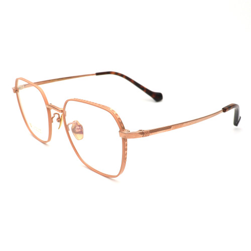 Olet Prescription Glasses Titanium Eyeglasses Gold/Pink Geometric Frame Oversize for Women LP22157C2