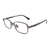 Olet Prescription Glasses Titanium Eyeglasses Gunmetal Square Frame Large Size for Men LP8033C3