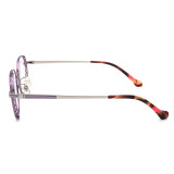 Olet Prescription Glasses Titanium Eyeglasses Silver/Purple Geometric Frame Medium Size for Women LP22131C3