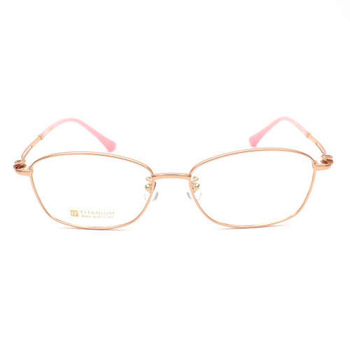 Olet Prescription Glasses Titanium Eyeglasses Gold Oval Frame Large Size for Women LP8029C2