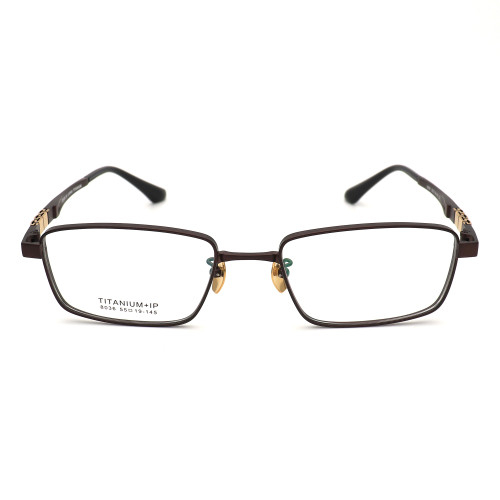 Olet Prescription Glasses Titanium Eyeglasses Coffee Rectangle Frame Large Size for Men LP8036C5