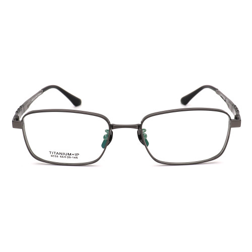 Olet Prescription Glasses Titanium Eyeglasses Gunmetal Square Frame Large Size for Men LP8033C3